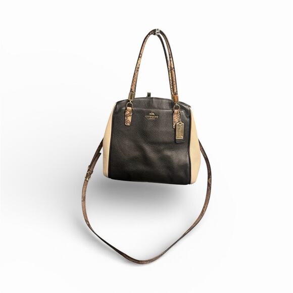 Coach Handbags - Authentic Coach Minetta Bag Black Beige Logo Gold Hardware